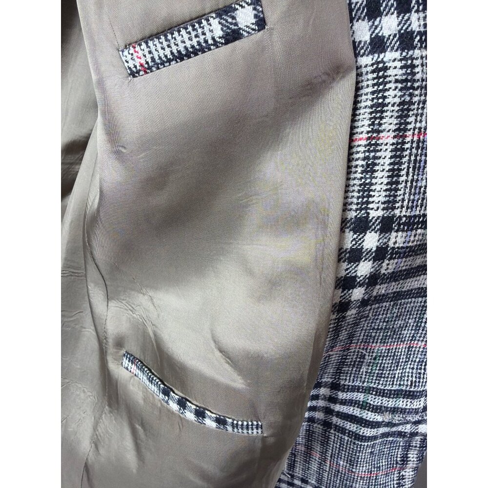BOSS Hugo Boss Men's 42S Plaid Gray Plaid Wool Blazer Glen Check Sport Coat - Picture 14 of 16